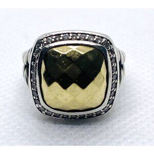 David Yurman Albion Faceted Diamond Ring Size 5 Sterling Silver 925 1/5 18K